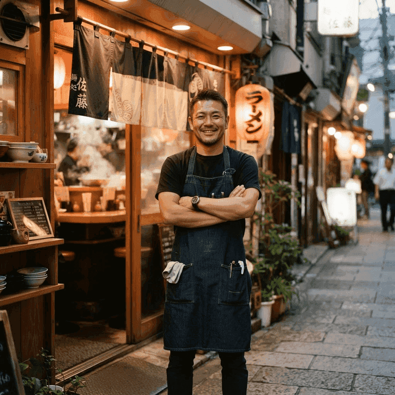 笑顔のラーメン店主